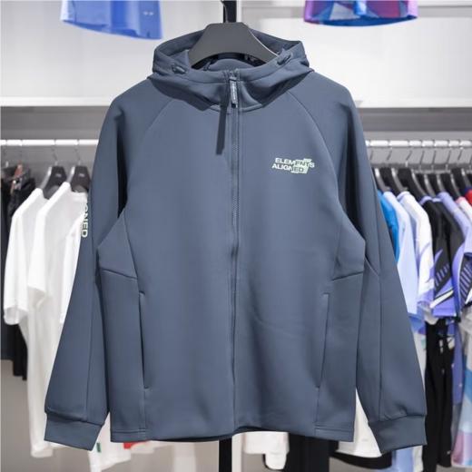 李宁男子开衫连帽健身外套AWDU181-8螺黛青 商品图0