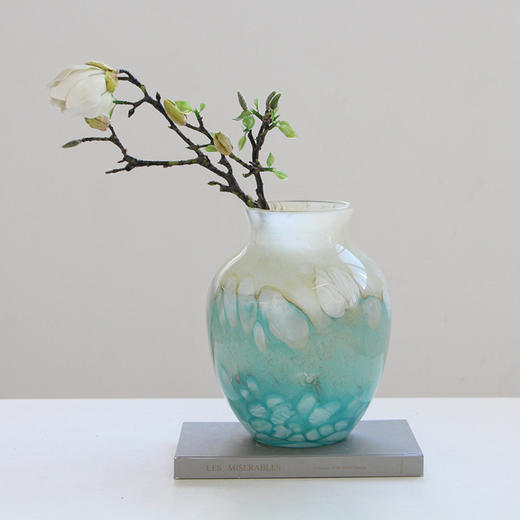 原创新中式绿色肌理玻璃花瓶客厅玄关客厅插花轻奢餐桌设计感摆件 商品图6
