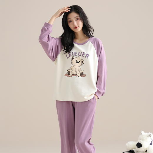 自然醒沁绒女士家居服德绒蓄暖长袖长裤套头睡衣QH 商品图6
