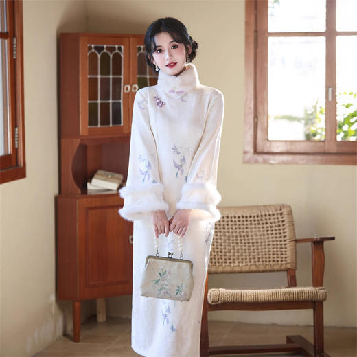 SKY 11809时尚改良提花加绒旗袍日常可穿 商品图0