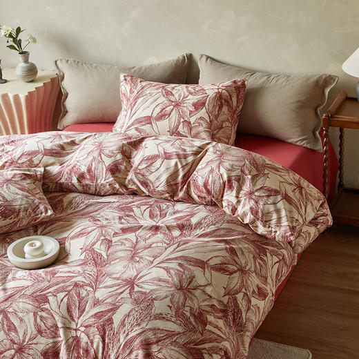 【全棉磨毛】复古田园风秋冬季加厚保暖全棉磨毛四件套纯棉 被套床单床上用品 商品图5