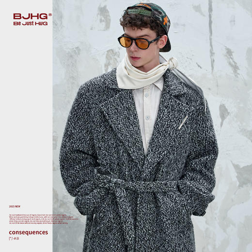 BJHG不计后果毛呢大衣男款秋冬季2025新款潮牌简约绵羊毛呢子外套 商品图3