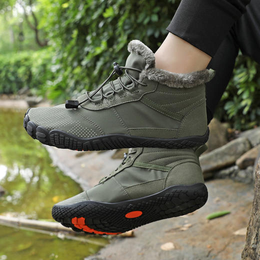 秋冬季五指登山鞋户外保暖防护雪地靴防泼水面料加绒耐穿休闲棉鞋 商品图0