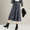 PH-1602印花半身裙女秋冬2025新款高腰显瘦大摆裙遮胯中长款a字裙百褶裙 商品缩略图2