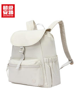 安踏运动双肩包男女通勤休闲电脑包大容量校园学生书包192538157U 浅米色-4