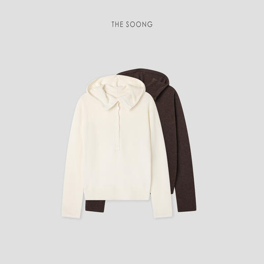 THESOONG|德国进口机织羊毛羊绒高密定染纽扣连帽毛衣女HWMY8004 商品图10