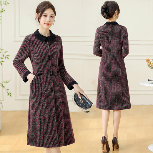 QYM 792080-Y厚款仿貂绒连衣裙妈妈装中长款弹力休闲裙 商品图2