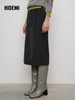 HIDEMI 环保皮蛋白皮复古磨砂感H型半身裙 黑色 商品缩略图1
