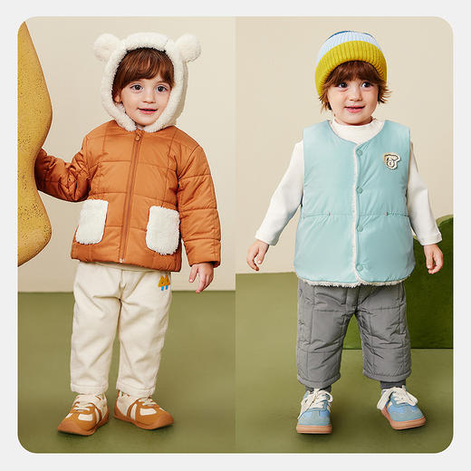 迷你巴拉男童棉服可爱造型三合一宝宝婴儿拼接外套2025冬新品 商品图2