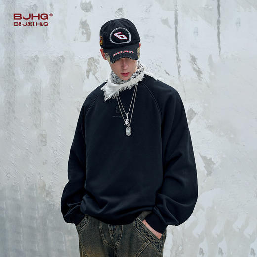 BJHG不计后果重磅暖皮羽绒卫衣男款秋季美式复古白鹅绒圆领卫衣女 商品图2