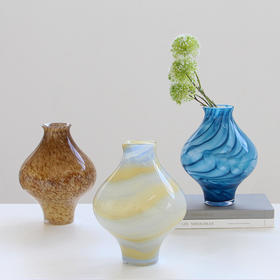 现代简约渐变纹花瓶仿真花摆件家居样板房客厅玄关台面郁金香装饰