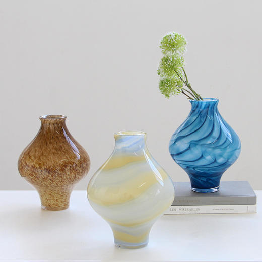 现代简约渐变纹花瓶仿真花摆件家居样板房客厅玄关台面郁金香装饰 商品图0