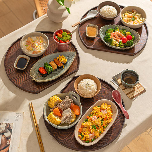 摩登主妇一人食仪式感餐具家用碗具盘子早餐摆盘托盘月子碗碟套装 商品图3