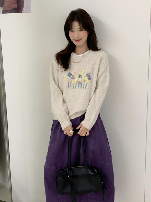 2025韩系温柔手工立体钩花质感保暖套头毛衣！女秋冬新款宽松上衣！ 商品图2