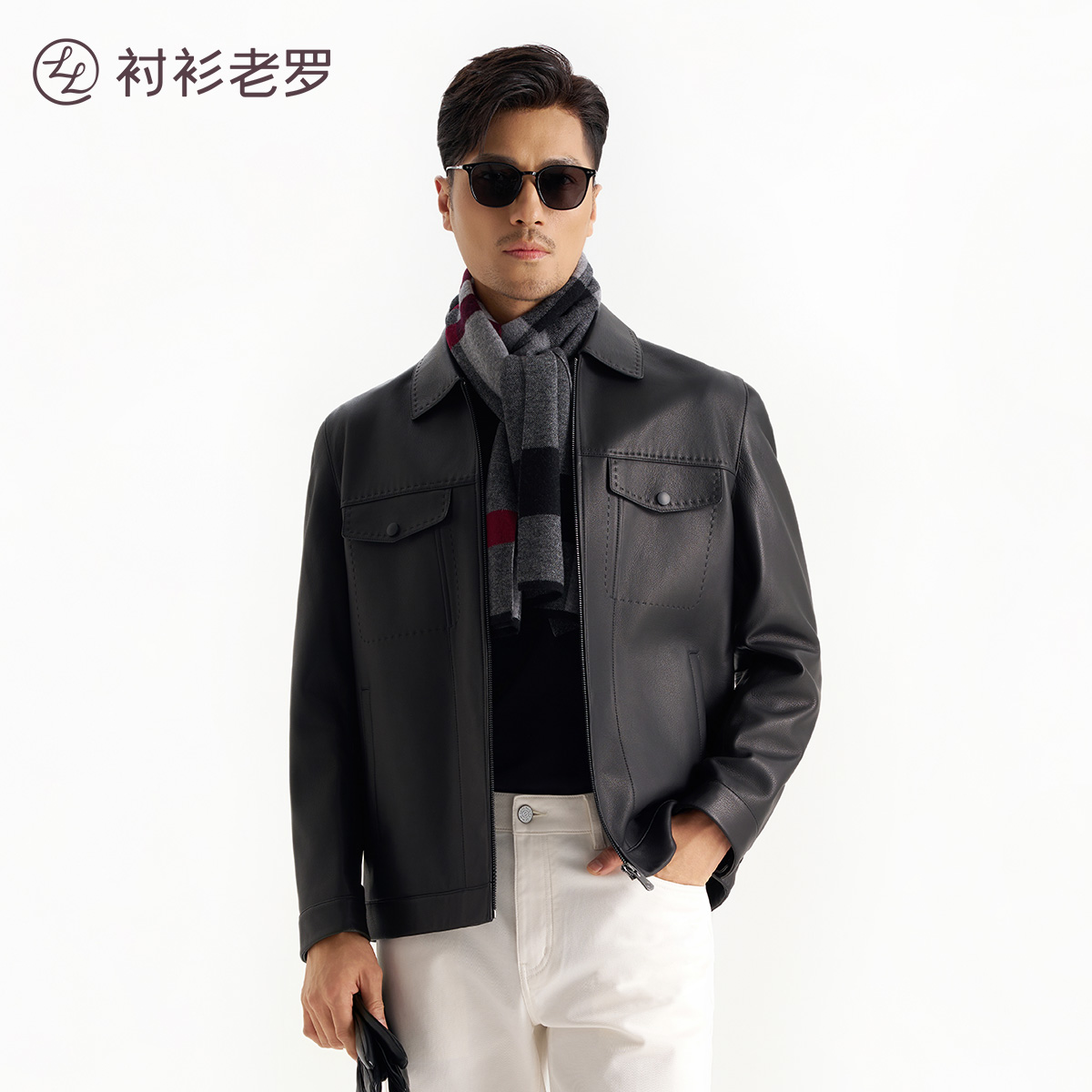 【门店专供-玄甲六号】真绵羊皮牛纹工装款拉链皮衣257Y0L506N