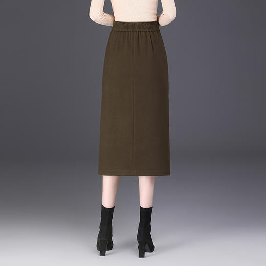 WM-68110-L时尚毛呢不规则包臀半身裙女2025秋冬新款a字裙一步休闲中长裙 商品图3