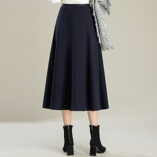 PH-1797羊绒呢半身裙女中长款高腰显瘦a字裙2025秋冬新款遮胯大摆裙 商品图3