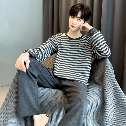 自然醒安隅男士家居服德绒保暖长袖长裤套头睡衣QH 商品图4