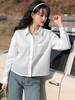 【秋新品】舍箭5083 100%棉白色短款长袖衬衫-喜出 商品缩略图0