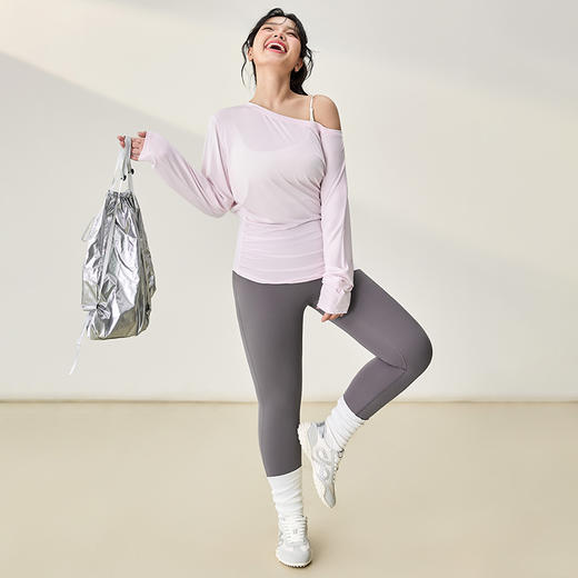 【限时秒】YOGACODE【火树银花系列】大码女性感斜肩显瘦宽松透气休闲运动罩衫DWT225665 商品图4