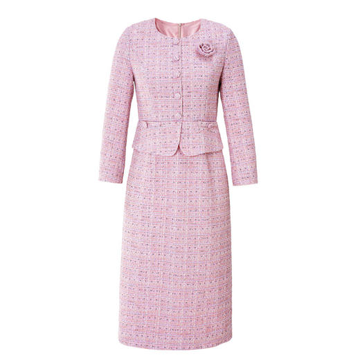 TQ 1218小香风荷叶边妈妈连衣裙 商品图4