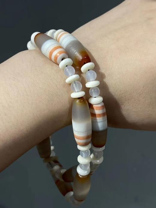 红灰白缠丝玛瑙橄榄珠项链，顺丰包邮 商品图4