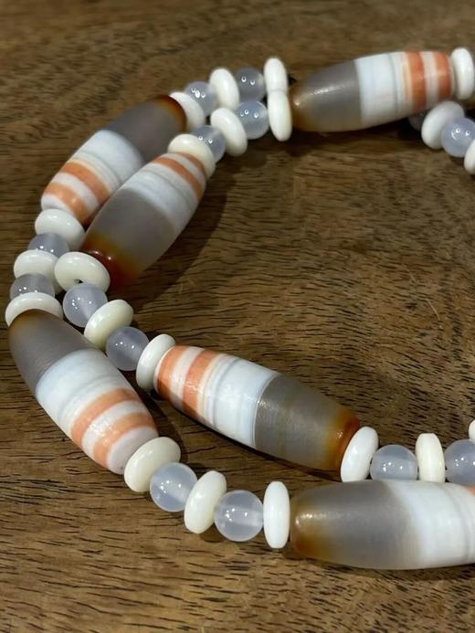 红灰白缠丝玛瑙橄榄珠项链，顺丰包邮 商品图11