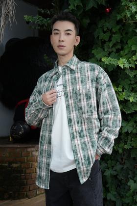 W542525530格纹晕染衬衫外套