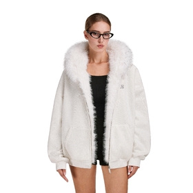 FDR官方店 座山雕毛毛领夹棉棉衣连帽男2025巨好看的初冬外套厚女