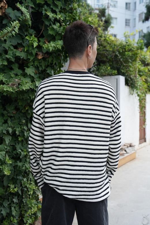 W532864347条纹花朵圆领卫衣 商品图3
