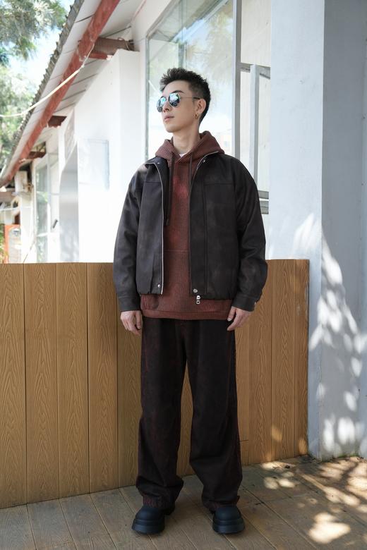 W535472255复古斑驳PU夹克 商品图2