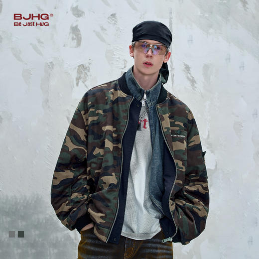 BJHG不计后果两面穿迷彩棉服男款冬季灯芯绒飞行外套加厚防寒棉衣 商品图0