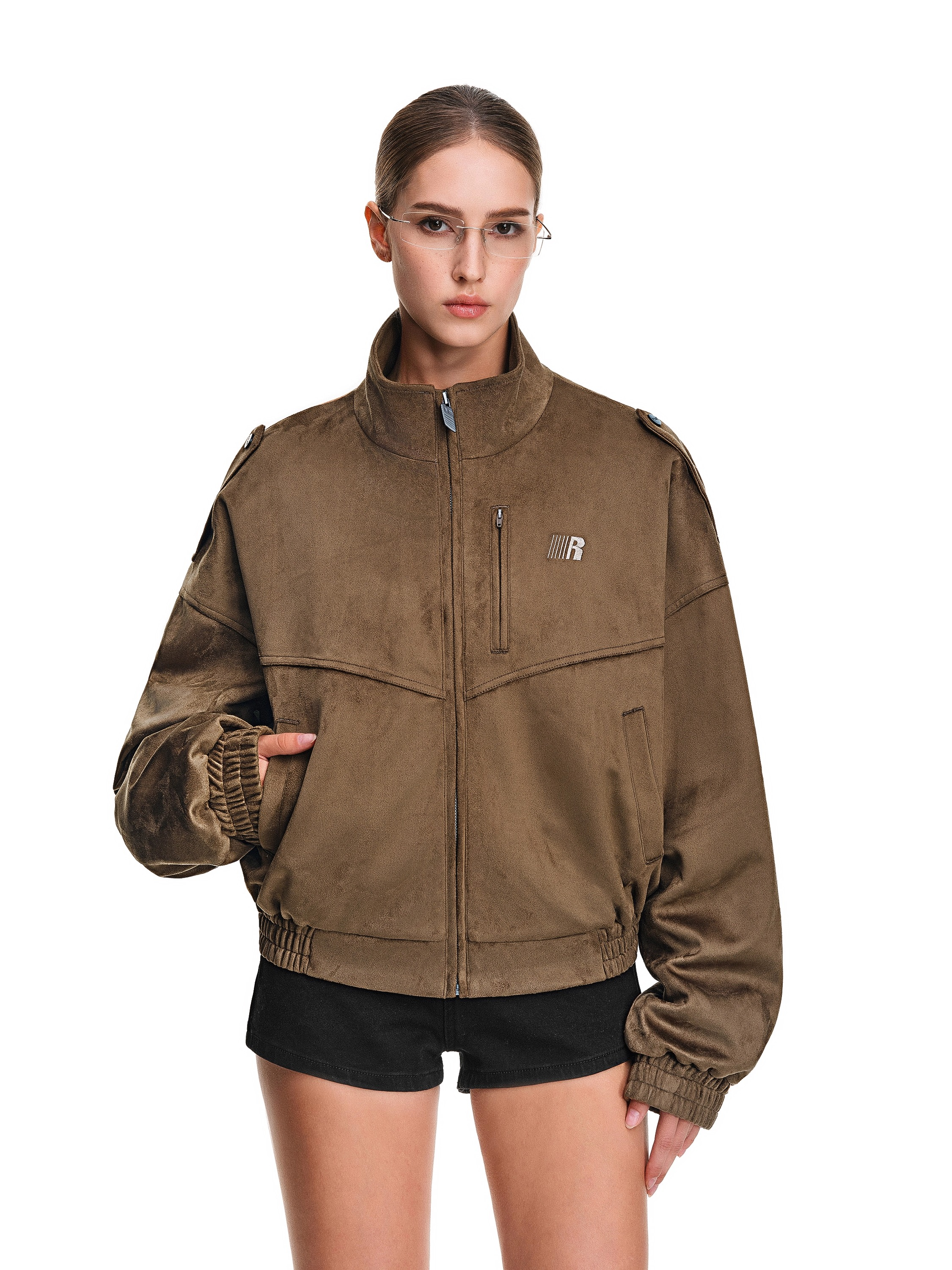 FDR官方店 立领麂皮拉链美式2025新款男士休闲夹克外套高级感女秋