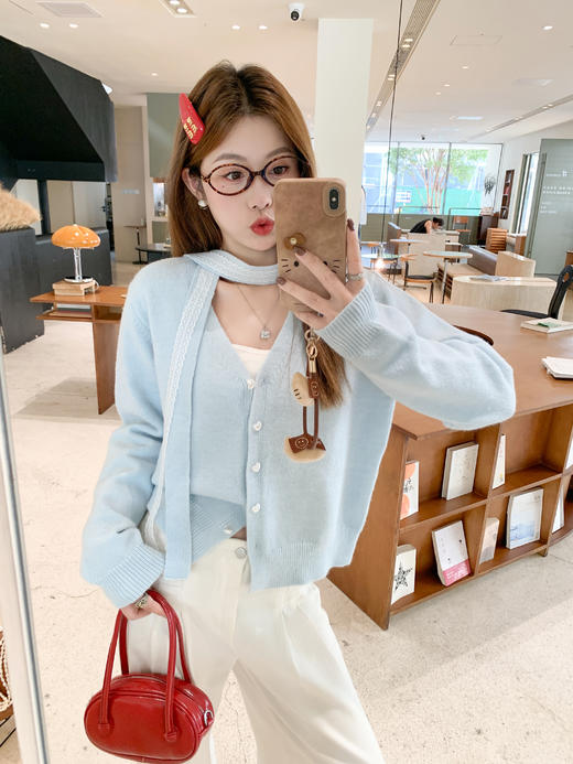 <曾小咸推荐>现货秒杀！微信超特价！蕾丝飘带设计针织开衫 日常209.99 立减120 秒杀89.99！ 商品图14