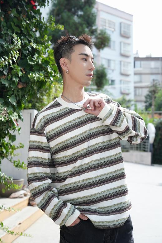 W532564308条纹拼色圆领卫衣 商品图2