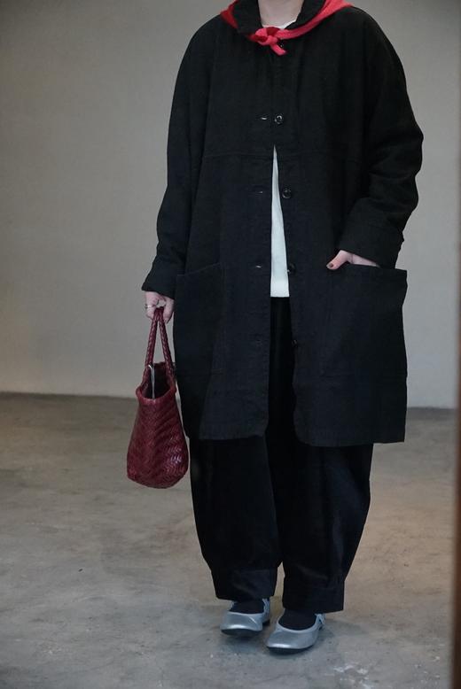 Mittan苎麻丝黑色长外套 商品图3