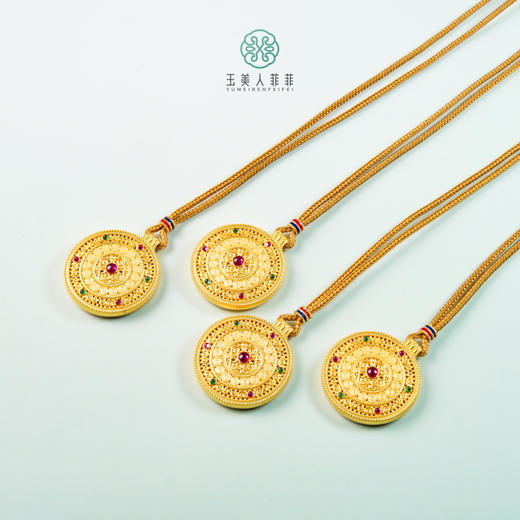 足银吊坠-金色大祥云八宝罗盘 商品图0