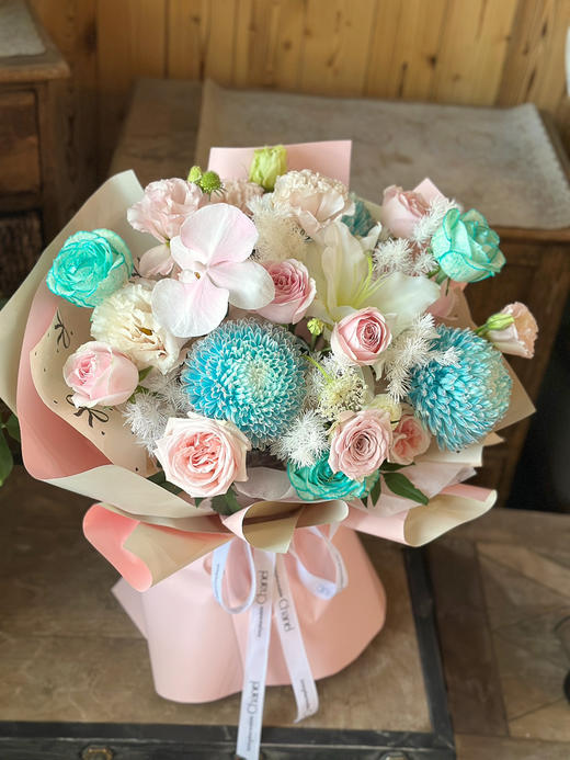 插花泥兰粉色系混搭花束 商品图0