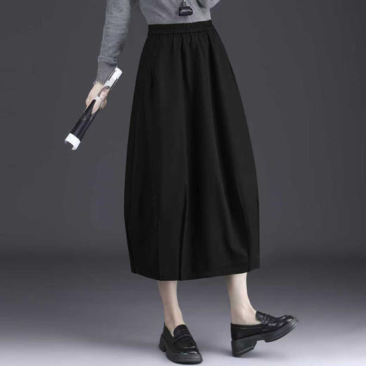 QYM 6991-Y松紧腰花苞裙半身裙百褶高腰洋气灯笼裙 商品图1