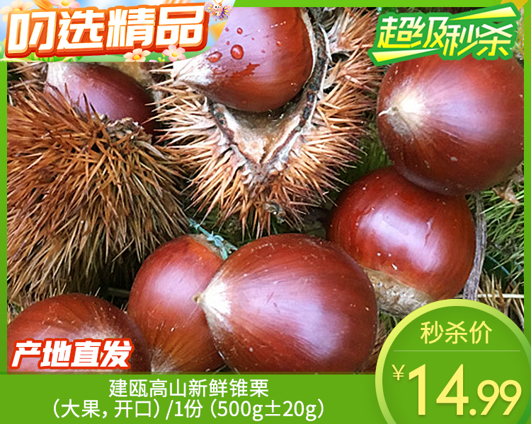 建瓯高山新鲜锥栗（大果，开口）/1份（500g±20g）