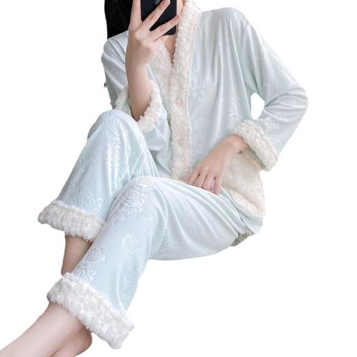 【海岛绒小香家居服】2025新款女长袖长裤加厚软妹家居服小香风简约秋冬睡衣 商品图4