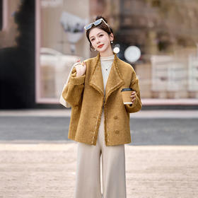 HR YJH5135短款双面羊毛纯色气质外套