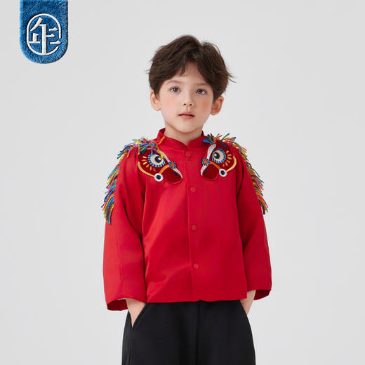 【云优选】衣童装儿童加绒唐装外套男童女童秋冬新款新中式好彩头加绒唐装 商品图1