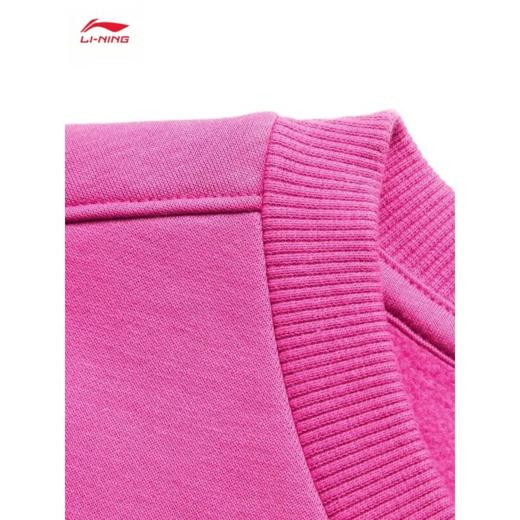 李宁女子草莓熊联名冬季加绒套头卫衣AWDU432-1玫红色 商品图2