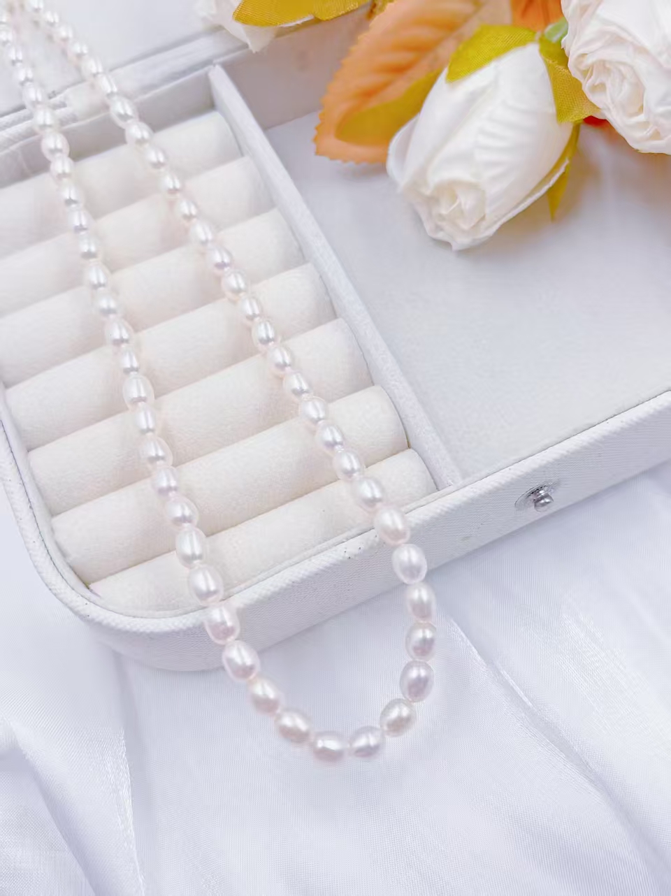 【春日福利】天然淡水珍珠项链 米形珠 满串 现货