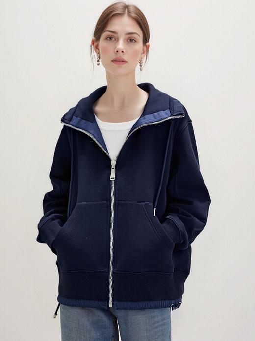 特卖！重磅品质！！【外套】宽螺纹连帽下摆抽绳卫衣外套-喜出 商品图2