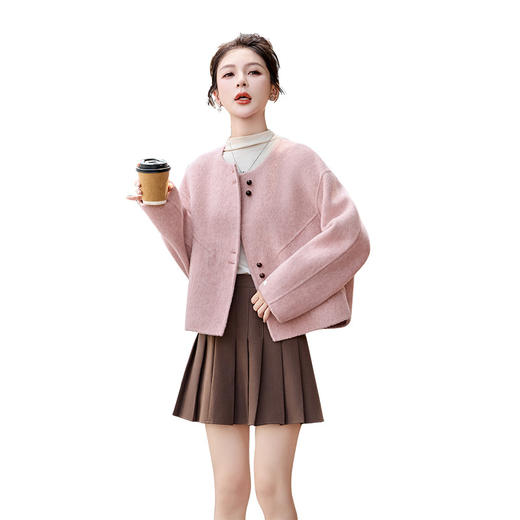 HR YJH5129短款双面羊毛纯色气质外套 商品图4