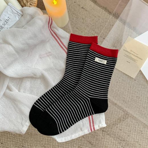 分镜头秋冬新款袜子女中筒条纹日系ins潮流休闲棉袜（不单卖，3双起售） 商品图1