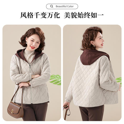 M-8101中年妈妈春装外套洋气上衣2025新款中老年女春秋短款夹棉时尚夹克 商品图1