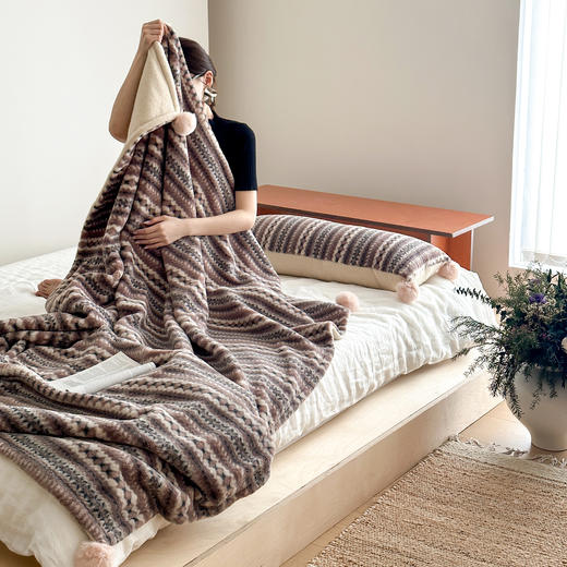自然醒秋冬费尔岛双面盖毯午睡毯沙发毯床尾毯车载毯子MT 商品图4